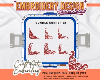 Elegant Red Corner Embroidery Design Bundle - Versatile Patterns for Crafting Projects | Embroidery, Embroidery Corners, Elegant Corner