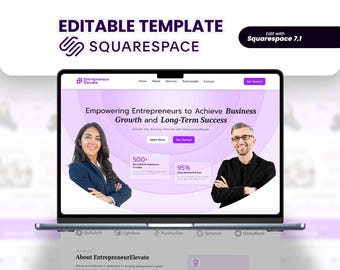 Entrepreneur Coaching Website Template Squarespace | Professional Designs for Business Growth | Consultants, and Startup Advisors