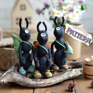 Amigurumi PATTERN ant beetle caterpillar crochet insect animal toy English PDF DIY
