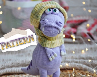 Amigurumi PATTERN dinosaur, dragon, pattern fairy creatures, crochet crocodile stuffed toy, English PDF