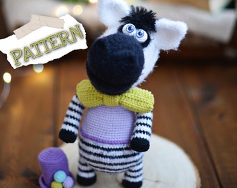 Amigurumi PATTERN zebra crochet stuffed toy English PDF DIY