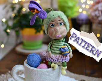 PATRÓN Amigurumi muñeco crochet azafrán, duende flor, duendes, ángel, gnomo peluche, PDF inglés DIY