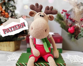 Amigurumi PATTERN moose elk deer bull crochet Christmas animal toy English PDF DIY
