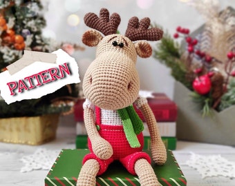 Amigurumi PATTERN moose elk deer bull crochet Christmas animal toy English PDF DIY