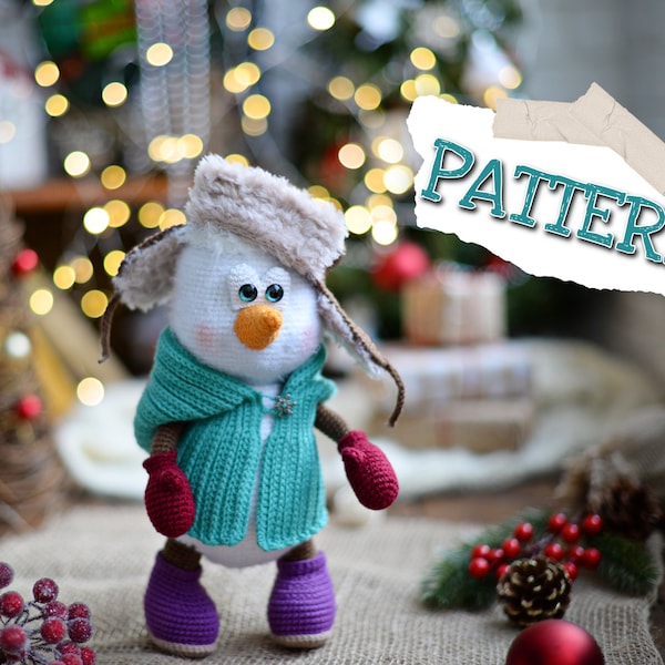 Crochet PATTERN snowman snowball Christmas crochet santa's helper English PDF DIY