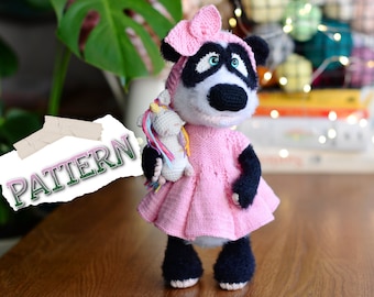 MODÈLE au crochet panda ours en peluche amigurumi animal jouet Anglais PDF DIY