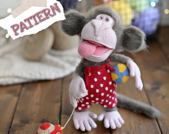Amigurumi funny monkey PATTERN crochet toy English PDF DIY