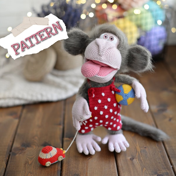 Amigurumi funny monkey PATTERN crochet toy English PDF DIY