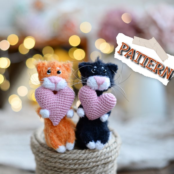 Amigurumi PATTERN cat kitty crochet animal toy DIY Valentine's Day English PDF