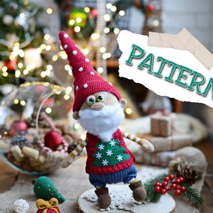 Amigurumi PATTERN Christmas gnome, elf, dwarf, Scandinavian gnome,santa&#39;s helper English PDF DIY