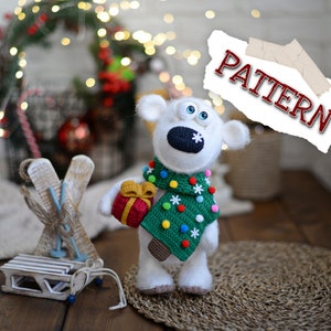 Crochet polar white bear PATTERN crochet xmas toy English PDF DIY