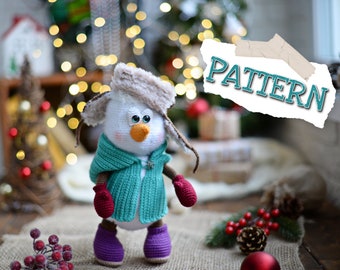Crochet PATTERN snowman snowball Christmas crochet santa's helper English PDF DIY