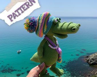 Crochet PATTERN  funny crocodile, amigurumi alligatore pattern, toy dragon, dinosaur, English PDF DIY