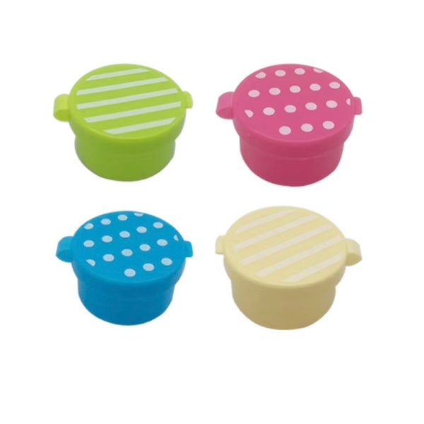 Miniaturowe kubeczki na przyprawy i smakołyki Dots & Stripes - pojemniki na sos Bento Box - zestaw 4 sztuk