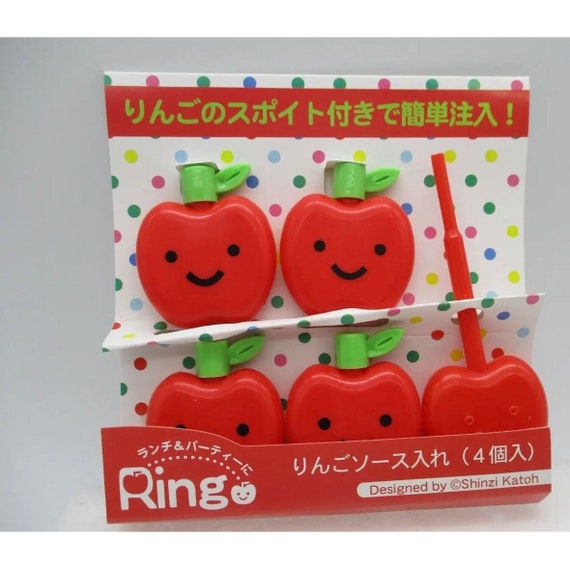 Apple Ringo Mini Sauce Containers Soy Sauce Bottles Bento Box Lunch  Containers Back to School 4 Bottles 