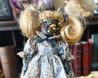 Miserable Maggie - OOAK Porcelain Horror Doll - 12in tall