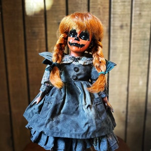 Pumpkin Patch Patty - OOAK Porcelain Horror Doll - 16in tall