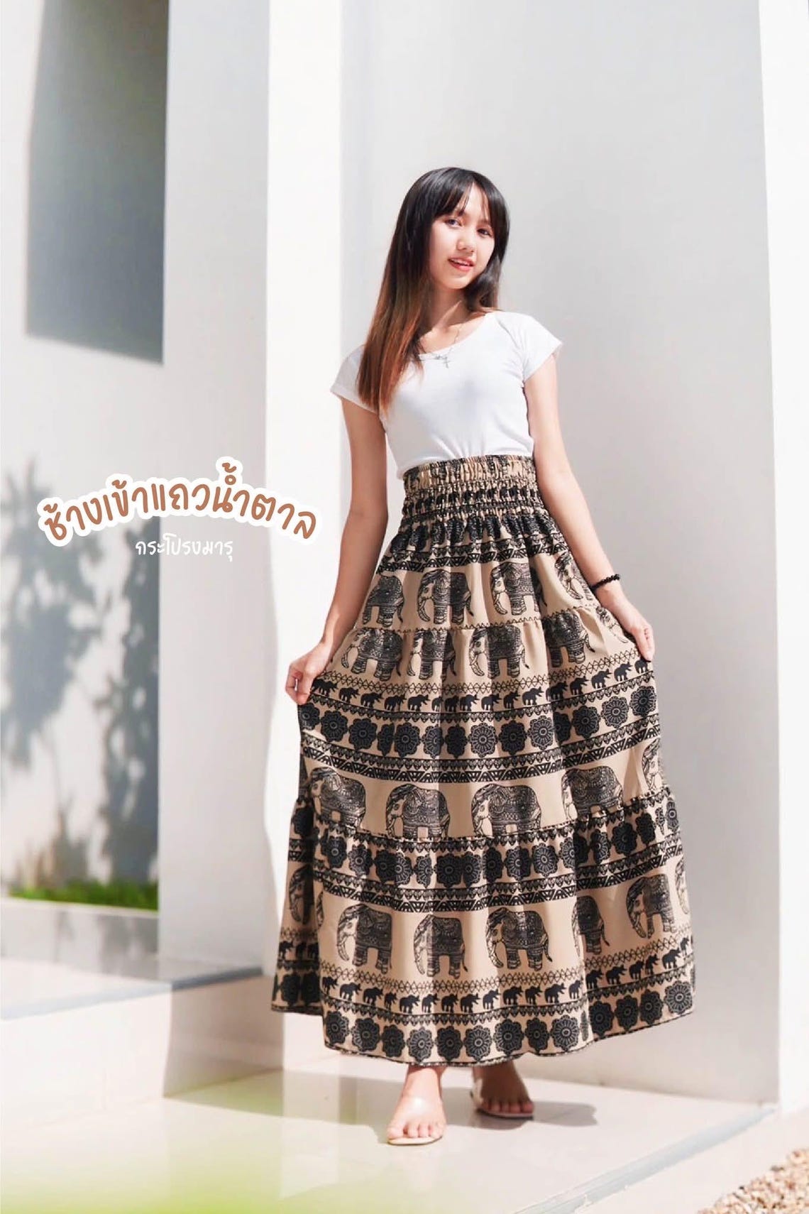 Indian linen elephant mini wrap skirt xs/ s