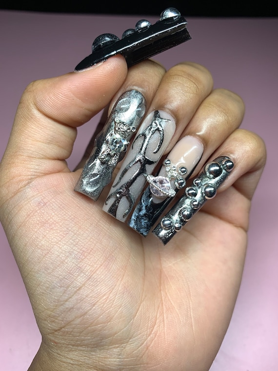 Silver Chrome Junk Nails -  Hong Kong