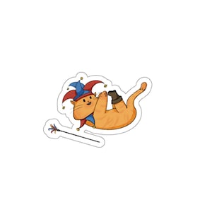 Cute and Funny Orange Tabby Jester Cat Sticker