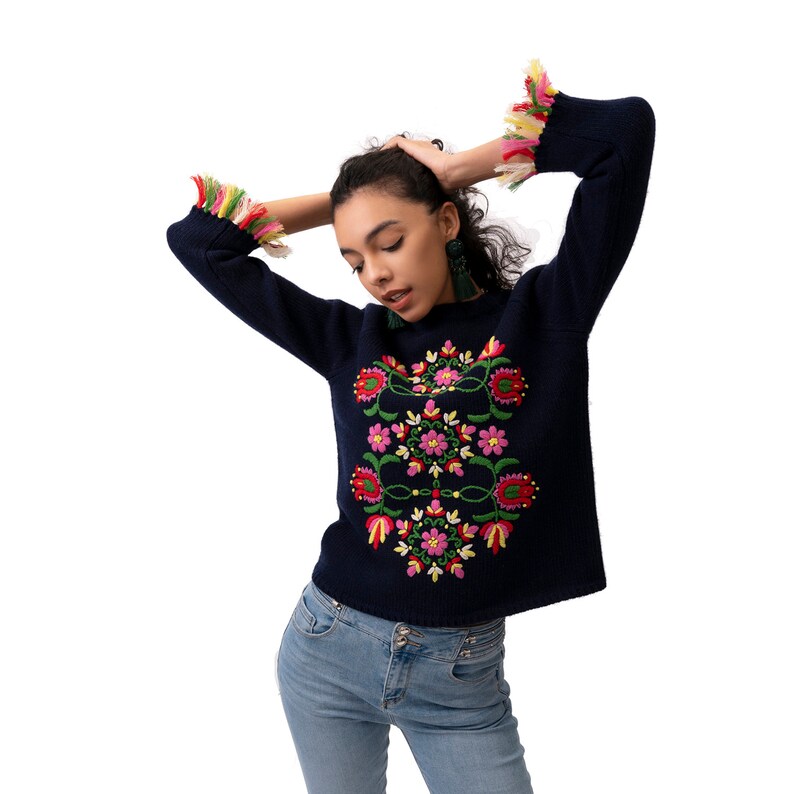 Hand Embroidered Fringe Pullover main image 0
