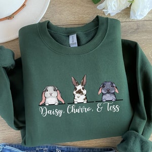 Custom Rabbit Sweatshirt for bunny mom rabbit breed crewneck pet gift Christmas bunny sweater rabbit owner shirt custom rabbit name shirt