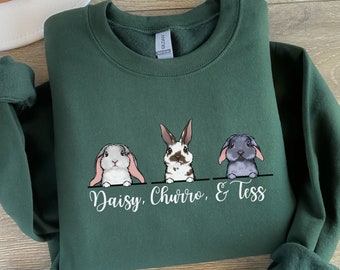 Custom Rabbit Sweatshirt for bunny mom rabbit breed crewneck pet gift Christmas bunny sweater rabbit owner shirt custom rabbit name shirt