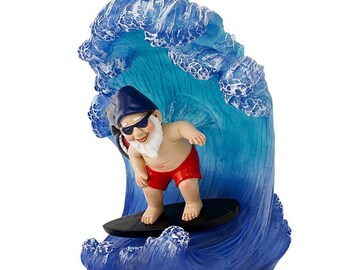 Surfing Dwarf Decoration Solar Lamp Garden Resin