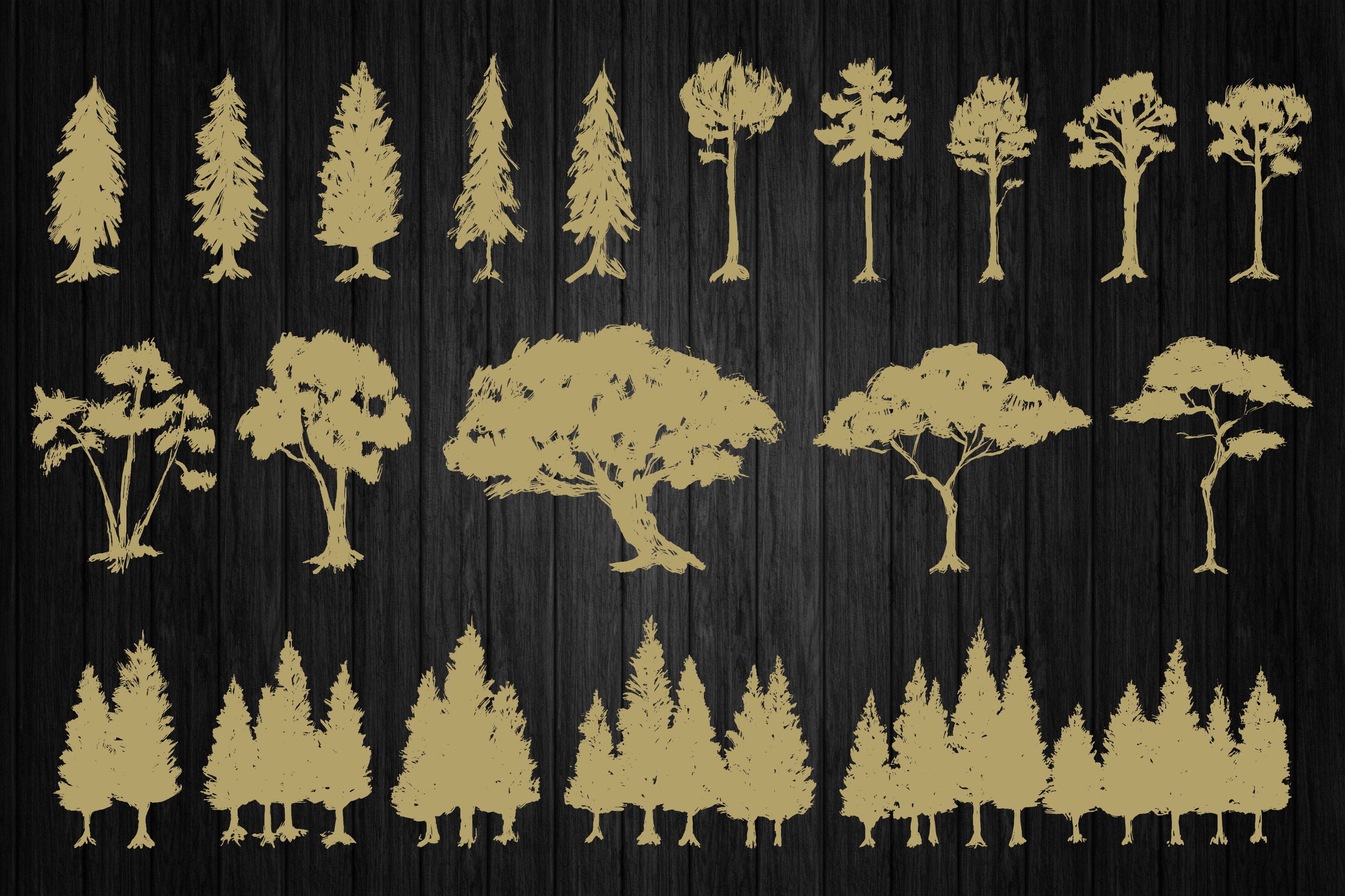 Hand Drawn Trees Elements | Trees Vector and Clipart Illustrations - Etsy