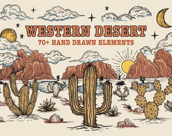 Hand drawn Western Desert Elements