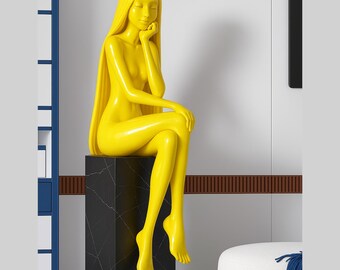 Escultura femenina de resina: decoración moderna para interiores.