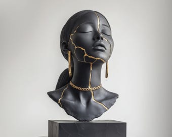 Decoración de lujo personalizada para oficina en casa / Escultura decorativa en negro y dorado