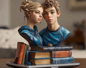 Escultura de busto de pareja personalizada a partir de una foto con base elegante: un regalo romántico de aniversario.
