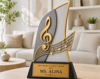 Trofeo personalizado de música de 30 cm (12") – Premio de reconocimiento estudiantil grabado a medida