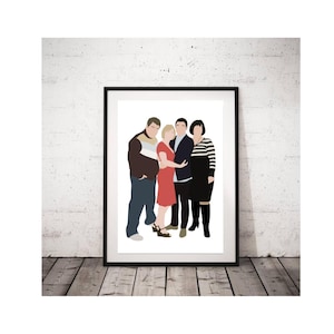 Gavin & Stacey Wall Art.  A4 Instant download for printing.  Featuring Gavin, Stacey, Nessa and Smithy.  Looks great framed and in your home