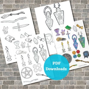 Pop-Up Altar, Secret Altar book, PDF Downloads As Seen on Pagan Crafting Youtube. BONUS  colored page by Cara