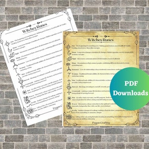 Witches Runes Chart, Meanings, PDF Download, for your BOS, and Grimoire. As seen on Pagan Crafting youtube