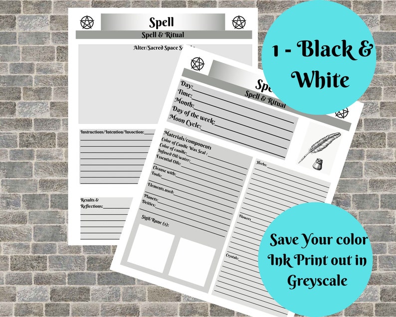 16 Page Spell Sheet, Ritual, Spell, Sheet, Planner. 8 Color,2 Print of ...