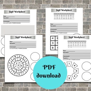 4 page Sigil Spell sheet, sigil maker, sheet, planner. 1 print of each 4 pages - Book of shadows PDF download