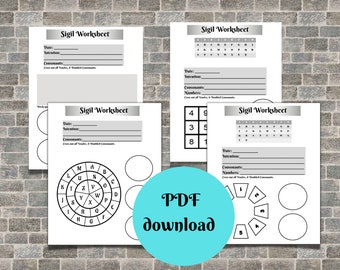 4 page Sigil Spell sheet, sigil maker, sheet, planner. 1 print of each 4 pages - Book of shadows PDF download