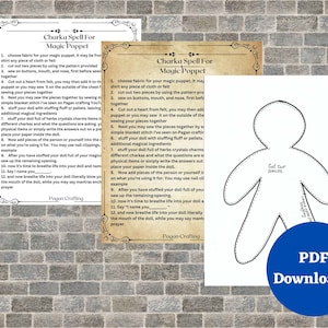 Magic poppet pattern & instructions Grimoire, Book of shadows - 3 sheets PDF download only