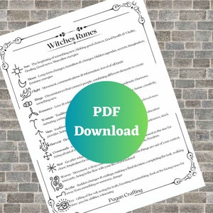 Witches Runes Chart: Meanings for Bos/grimoire (PDF Download) - Etsy