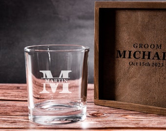 Verres à whisky personnalisés, verre à whisky gravé avec boîte-cadeau, verre gravé à l'eau-forte, cadeaux de garçon d'honneur, cadeau pour papa, cadeaux pour lui