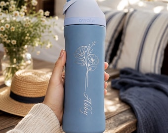 Gepersonaliseerde Owala-waterfles met geboortebloem, Owala-fles op maat, 700 ml of 950 ml lasergegraveerde drinkbeker, cadeau voor bruidsmeisjes, verjaardagscadeau voor haar meisje