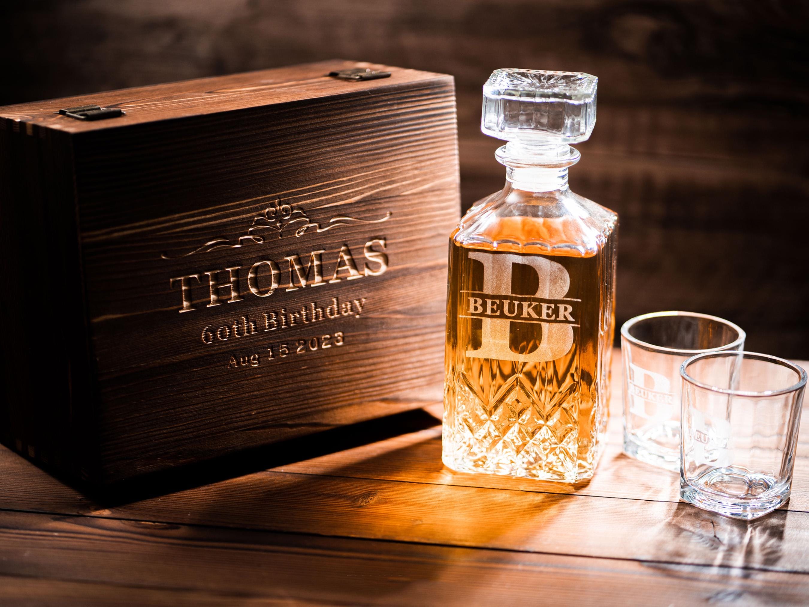 Personalised Crystal Whiskey Decanter: Laser Engraved Initial