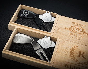 Personalized Divot Tool Set, Golf Ball Marker Set, Engraved Hat Clip, Groomsman Gifts for Golf Lovers, Wedding Gifts, Golf Gifts for Him