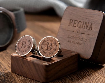 Personalized Wood Cufflinks and Tie Clip Sets, Groomsmen Cufflinks, Custom Cufflinks With Wooden Box, Best Man Gift, Groomsmen Proposal