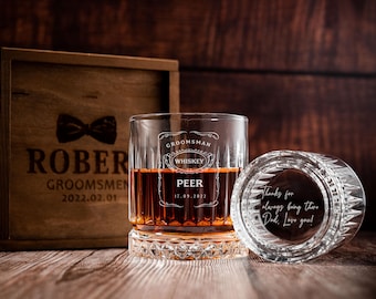 Personalized Whiskey Glass, Engraved Whiskey Glasses with Gift Box, Groomsman Gifts, Wedding Gifts, Gift for Dad, Gifts for Whiskey Lovers