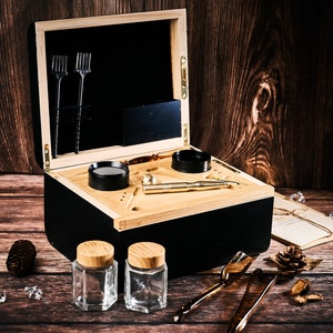 Personalisierte Premium-Aufbewahrungsbox, Bambusholz-Aufbewahrungsbox mit Schloss und Tablett, abschließbarer Organizer, Kräuter und Zubehör, Kräuterversorgungsset Stash Box+Kit