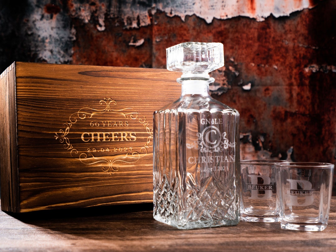 Whiskey Decanter Set With Glasses, Personalized Whiskey Decanter With ...